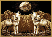 Dual Wolf Print Area Rug