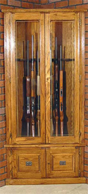7 Gun Corner Oak Cabinet