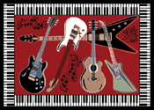 Guitar Print Area Rug #2