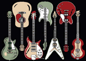 Guitar Print Area Rug